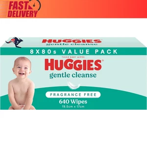 HUGGIES Baby Wipes Fragrance Free 640 Pack (8 x 80 Pack) - Packaging May Vary - Picture 1 of 8