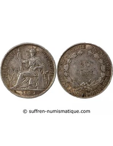 Indo-Chine Fr. Indochine Française - 20 Centiemes Argent 1937 - Imagen 1 de 4