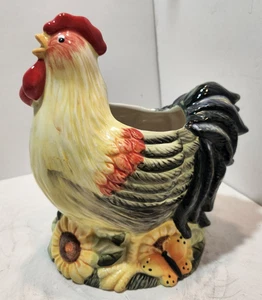 Susan Winget for Cracker Barrel Rooster & Sunflower Utensil Holder Planter - Picture 1 of 12