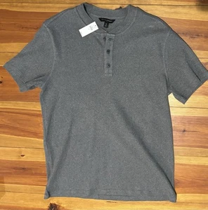Banana Republic Mens Mini Ribbed Henley Heather Grey sz Medium NEW - Picture 1 of 3