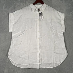Camicia donna Lauren Ralph Lauren 2XL lino vestibilità rilassata manica corta con bottoni - Foto 1 di 11