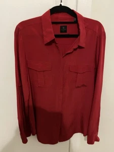 DAVID LAWRENCE Red Silk Long sleeve button Up Blouse 12 - Picture 1 of 6