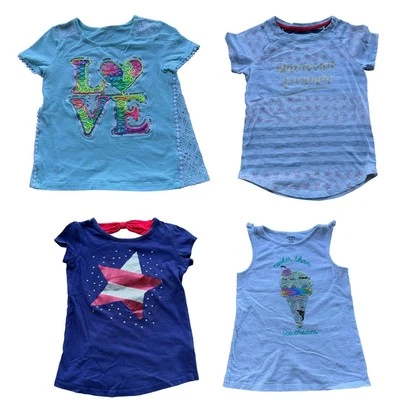 Carter's Jumping Beans Girls 4 Pieces Bundle Pullover T-Shirt and Tank Top 6/6X - Image 1 of 4