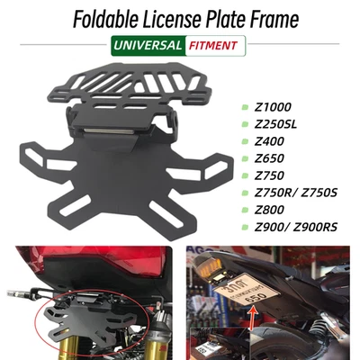 Foldable License Plate Holder Bracket fo Z400 Z650 Z750 Z800 Z900 Z900RS Z1000 - Image 1 of 4