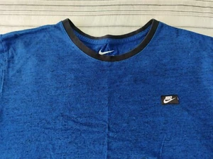 Nike T-shirt Men's Large Blue Crew Neck Swoosh Logo Patch Adults Exquisite - Picture 1 of 9