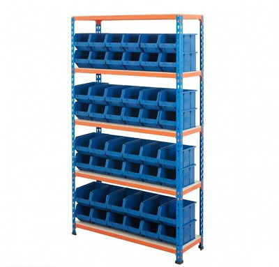 BiGDUG Shelving Unit & Plastic Bins Storage Boxes Racking 1600h X 915w X 305d Mm • 283.99£