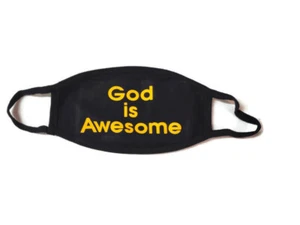 Face Mask Unisex God is Awesome 100% Cotton Washable- Black - Picture 1 of 1