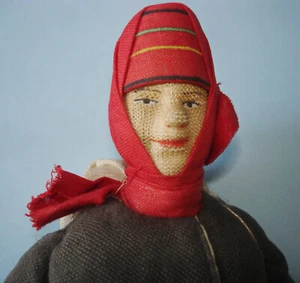 Frühe russische Mordwa Frau 7 1/2" Volkskostüm Stoffpuppe Sowjetunion 1940er - Bild 1 von 9