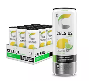 PACK OF 12 ✨ CELSIUS Sparkling LEMON LIME Energy Drink CANS | Zero Sugar Fun - Picture 1 of 5