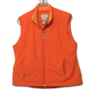 L.L. Bean Womens Orange Nylon Fleeve Lined Full Zipper Pockets Vest XL - Picture 1 of 9