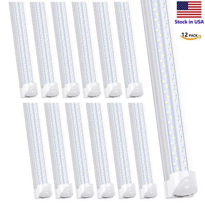 JOMITOP Linkable LED Shop Light Fixture 8FT T8 LED Tube Light 120W LED Garage Light 12PK