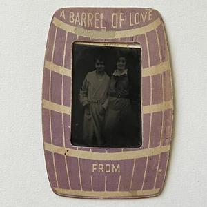 Antique Tintype Photograph Beautiful Young Women A Barrel Of Love Sapphic - Picture 1 of 9