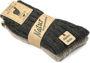 2 Pairs Alpaca Wool Men's and Women's Thermal Socks - Extra Thick, Knitted Fuzzy - Picture 1 of 25