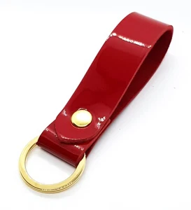 Leather Key ring shiny red patent leather keyring / key fob berry red leather - Picture 1 of 3