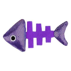 Multipet Fish Bone Crinkle Catnip Cat Toy, 4 Inch (Purple) - Picture 1 of 2