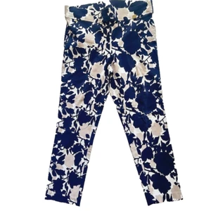 Damen Blumen Stretch Hose P mittelblau Capri lesen - Bild 1 von 6