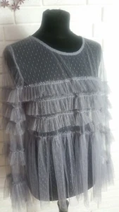Top glamoroso de malla transparente con volantes talla 14 UK - Imagen 1 de 4