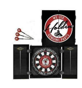 125961 HOLDEN DARTBOARD DART BOARD IN TIMBER CABINET WITH 3 BRASS DARTS GIFT SET - Bild 1 von 1