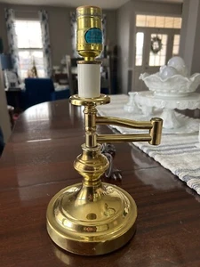 Vintage Mid Century Brass Swing Arm Electric Table Desk Lamp - Picture 1 of 5