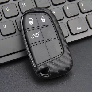 Cover chiave intelligente auto fibra di carbonio silicone per Jeep Fiat Chrysler 2011-2022 - Foto 1 di 12