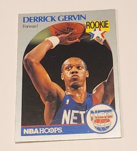 Derrick Gervin 1990-91 NBA Hoops Basketball RC Card #196 New Jersey Nets 