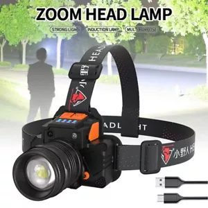 Superhelle LED Stirnlampe Taschenlampe USB Wiederaufladbar Wasserdicht Kopflampe Lampe - Bild 1 von 12