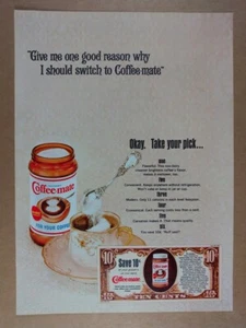 Carnation Coffee-mate 1964 crema no láctea anuncio impreso vintage - Imagen 1 de 1