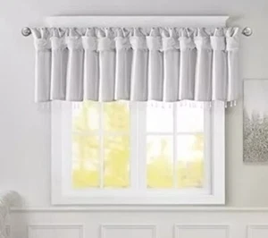Madison Park Emilia Silver Beaded Window Valance 50 x 26 MP41-6330 Twist Tab DIY - Picture 1 of 6