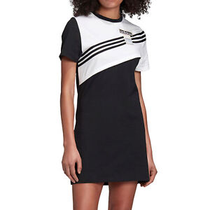 adidas Originals Women's Adibreak 3-Stripes T-Shirt Tee Dress XS S M Black White