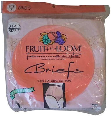 New VTG 90s FRUIT OF THE LOOM Briefs Granny Panties Size 7 Solid Pink 3 PAIR - Image 1 of 2