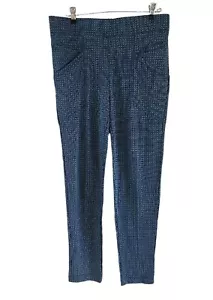 BETABRAND Blue Daisy Print Leggings Yoga Pants 6 Pockets Stretch Size Large - Picture 1 of 6