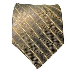 Vintage Roberto Villini Couture Silk Tie Champagne Gold Classic Office Formal - Picture 1 of 8