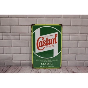 Vintage Style Castrol Motor Oil Metal Sign Retro Garage Decor 12" x 8" Classic X - Picture 1 of 5