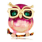 Enamel Owl Glasses Brooch Pin Animal Crystal Wedding Party Brooch Pin Gift. GN