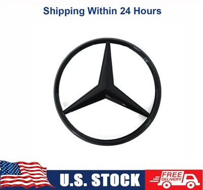 W212 SEDAN Mercedes AMG E350 GLOSS BLACK Star Emblem Rear Trunk Lid Logo Badge - Image 1 of 4