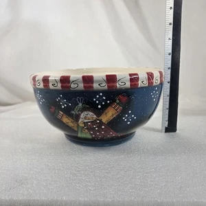 Hobby Lobby Country Snow Boys Weihnachten Keramik Schale Zuckerstange Rand Schneeflocken - Bild 1 von 12