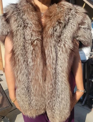 Винтажная красивая серебряная шаль Fox с атласной подкладкой - Изображение 1 из 4