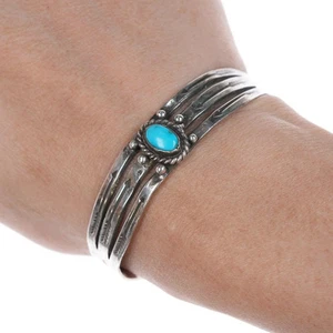 6" Vintage Navajo Silver and turquoise cuff bracelet - Picture 1 of 9