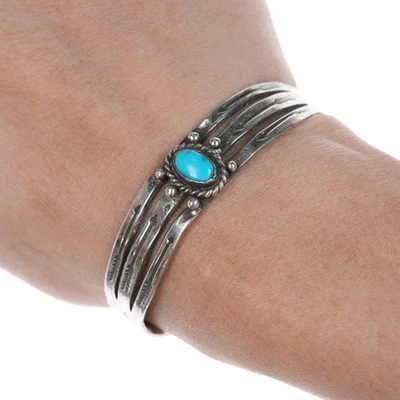 6" Vintage Navajo Silver and turquoise cuff bracelet - Image 1 of 4