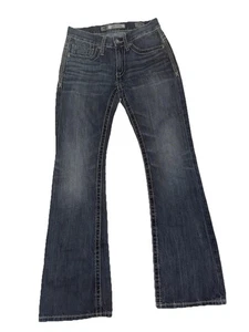 BKE Blue Jeans Uomo Taglia 27x30 Stivaletto Fulton Taglio Zip Fly Punto Spessore Lavaggio Scuro - Foto 1 di 9