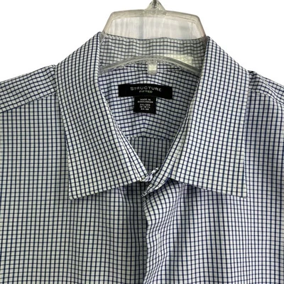 Структура платье рубашка мужская 2XL синий белый чек длинным рукавом резинке кнопка спереди - Изображение 1 из 4