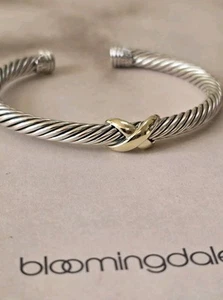 Authentic David Yurman 5 MM Cable With 14K Yellow X Gold MEDIUM - Picture 1 of 12