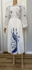 HANAE MORI Shirt Pleated Midi Dress - Picture 1 of 9