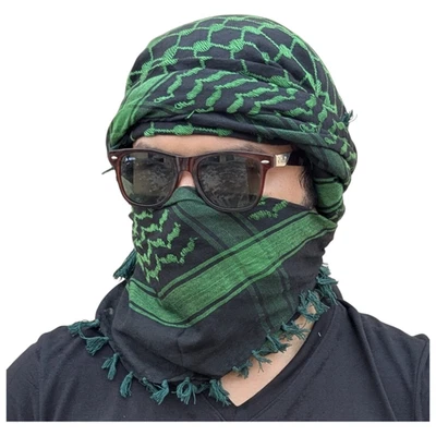 Зеленый черный классический палестинский шарф Keffiyeh Shemagh — хлопок Арафат Куфия - Изображение 1 из 4