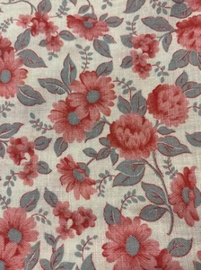 "Tela de algodón vintage rosa gris floral fondo blanco roto 1 yarda x 36"" W" - Imagen 1 de 11