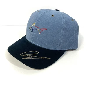 Unworn Vtg GREG NORMAN SHARK HAT blue black structured-fit curved-bill mens OSFM - Picture 1 of 9