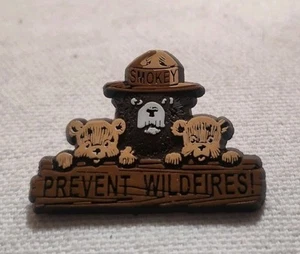 Rauchbär mit Bärenjungen " Waldbrände verhindern ! " Hutnadel NOS - Bild 1 von 3