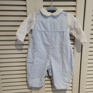 Petit Ami Baby Boy Romper 3 Months EASTER Peter Pan Collar Preppy Blue Gingham - Picture 1 of 3