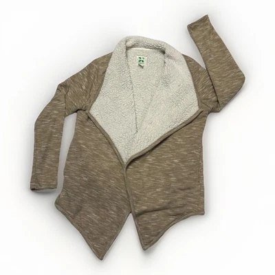 Suéter abierto Green Tea para mujer talla L jaspeado blanco manga larga bolsillos Foto 1 de 4