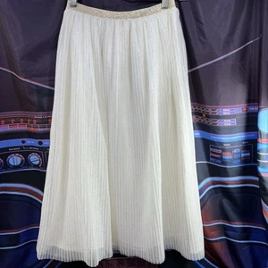 Cat &Jack White Tulle Lined Gold Elastic Waist Sparkle Skirt Girls Size M (7/8) - Picture 1 of 12